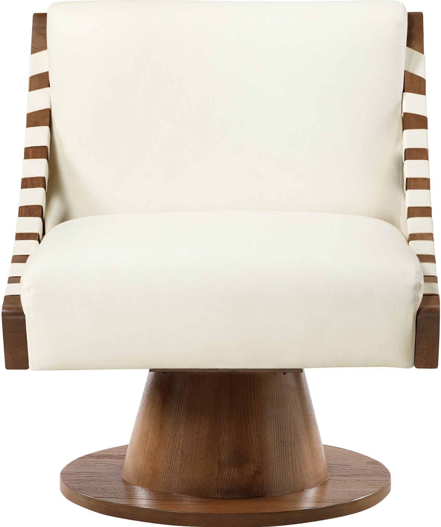 Millwin Cream Vegan Leather Swivel Accent Chair