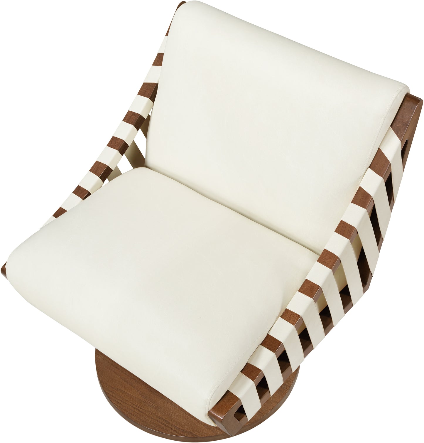 Millwin Cream Vegan Leather Swivel Accent Chair