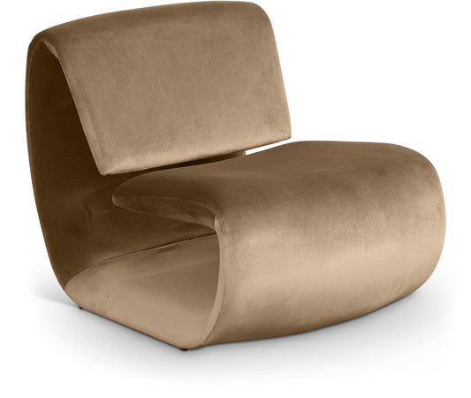 Nouveau Beige Velvet Accent Chair