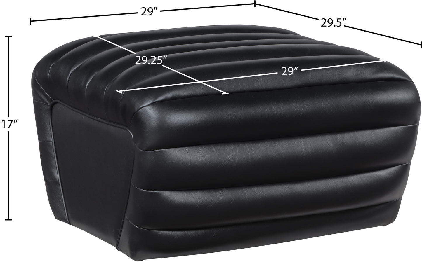 Vega Black Vegan Leather Ottoman