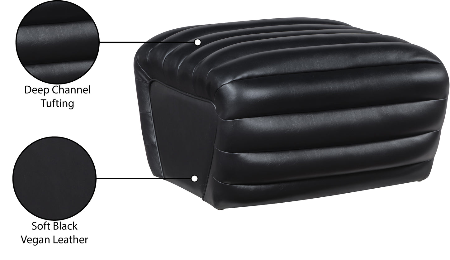 Vega Black Vegan Leather Ottoman