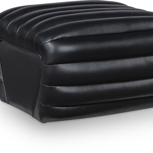 Vega Black Vegan Leather Ottoman