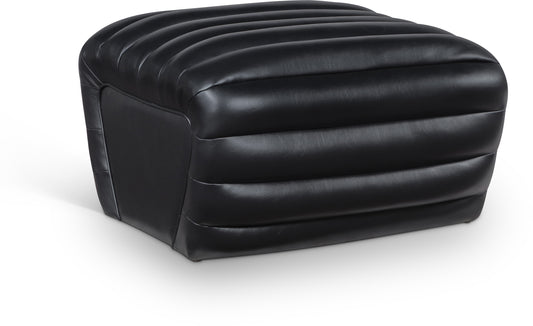 Vega Black Vegan Leather Ottoman