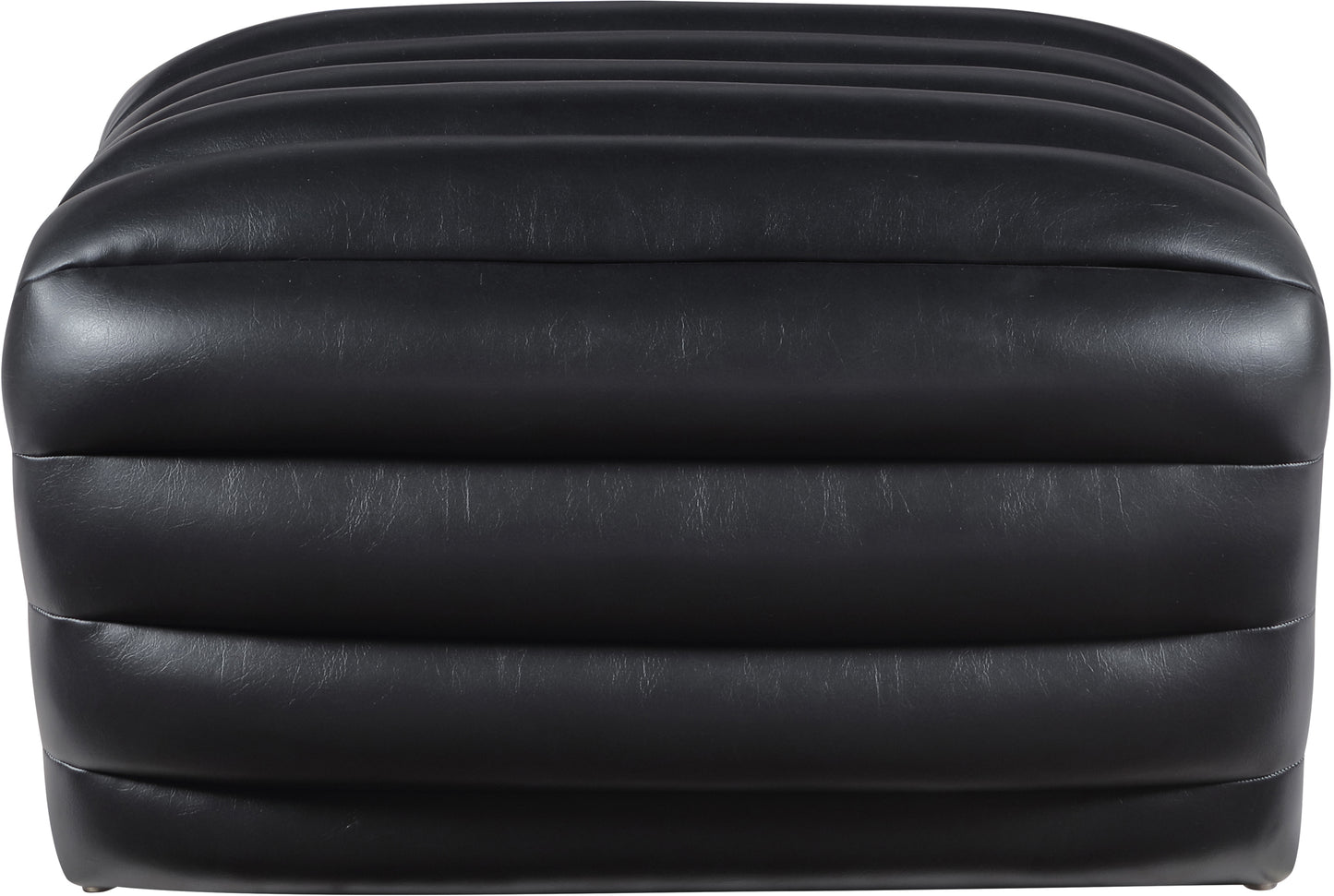 Vega Black Vegan Leather Ottoman