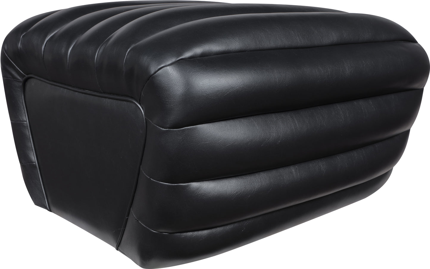 Vega Black Vegan Leather Ottoman