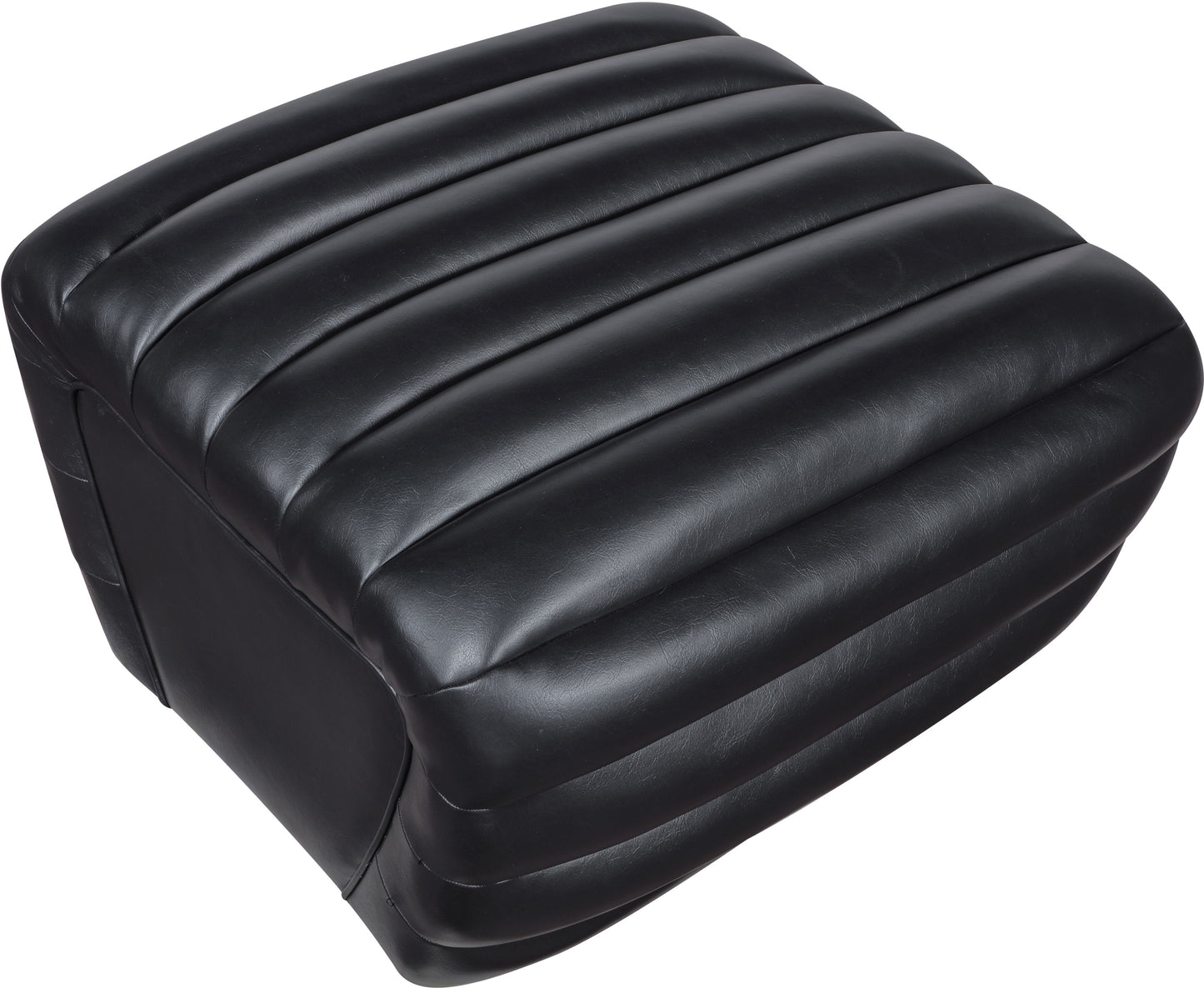 Vega Black Vegan Leather Ottoman