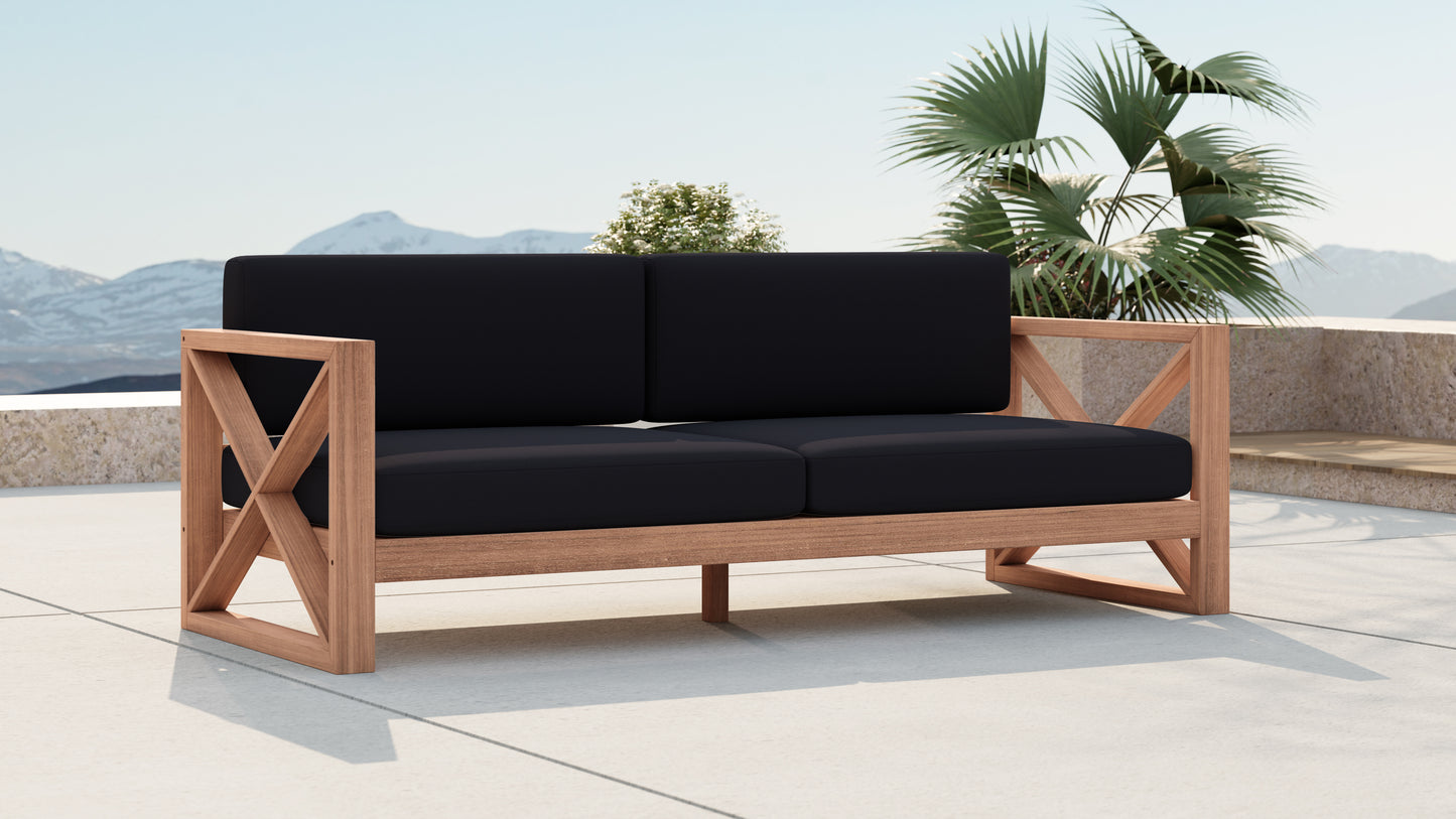 Anguilla Black Water Resistant Fabric Outdoor Sofa