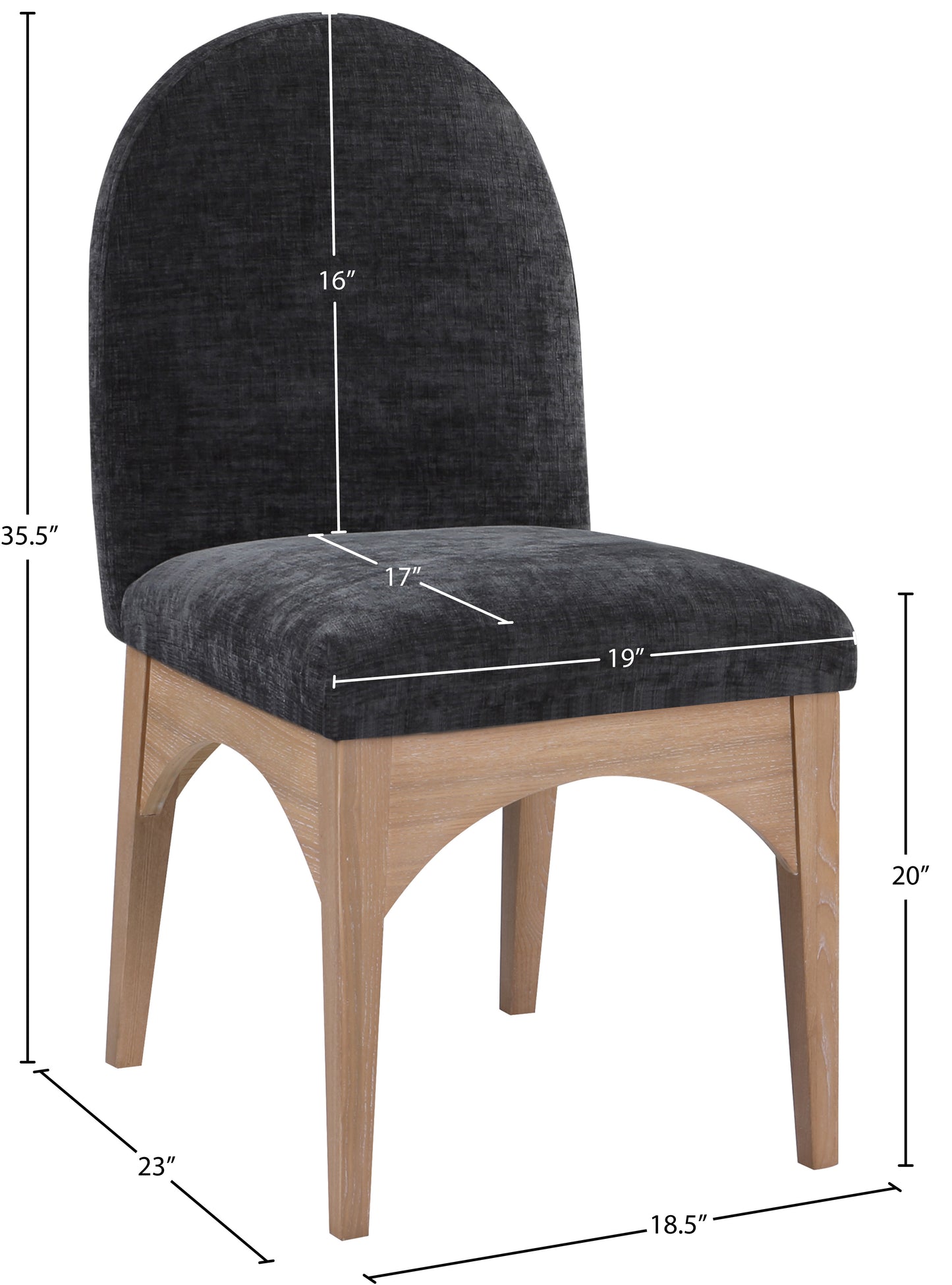 Waldorf Black Chenille Fabric Dining Chair