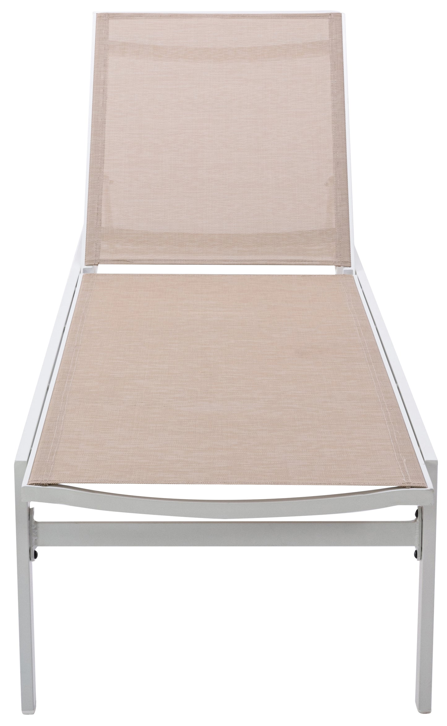 Santorini Beige Resilient Mesh Water Resistant Fabric Outdoor Patio Aluminum Mesh Chaise Lounge Chair