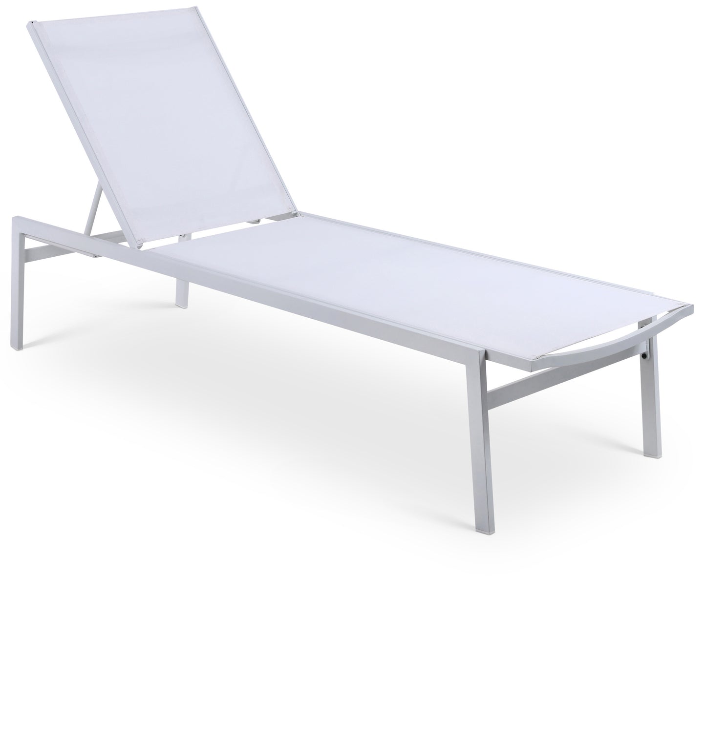 Santorini Beige Resilient Mesh Water Resistant Fabric Outdoor Patio Aluminum Mesh Chaise Lounge Chair