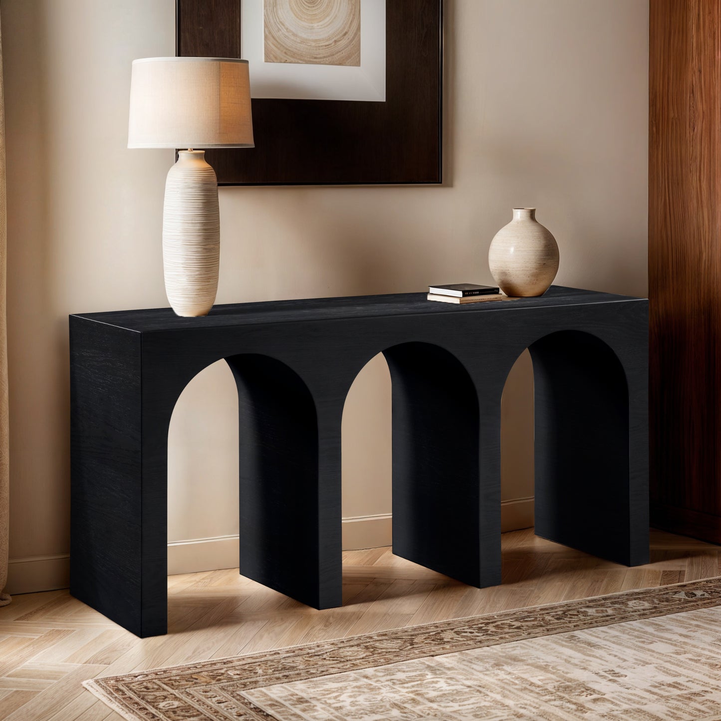 June Black Oak Console Table