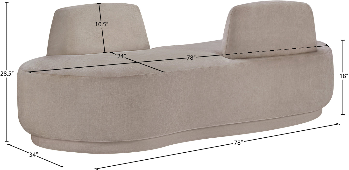 Argyle Beige Chenille Fabric Chaise/Loveseat