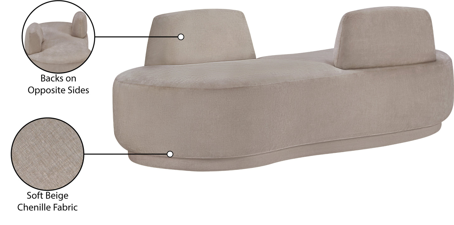 Argyle Beige Chenille Fabric Chaise/Loveseat