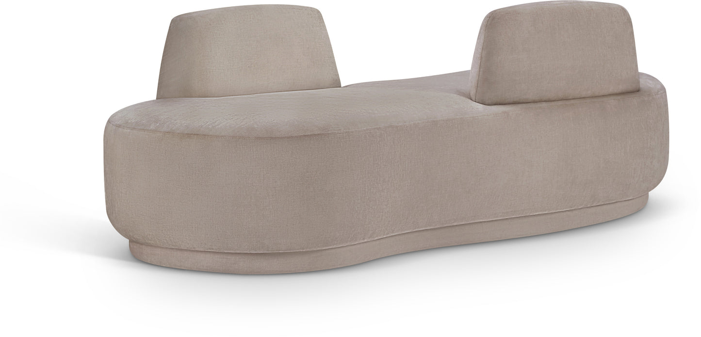 Argyle Beige Chenille Fabric Chaise/Loveseat