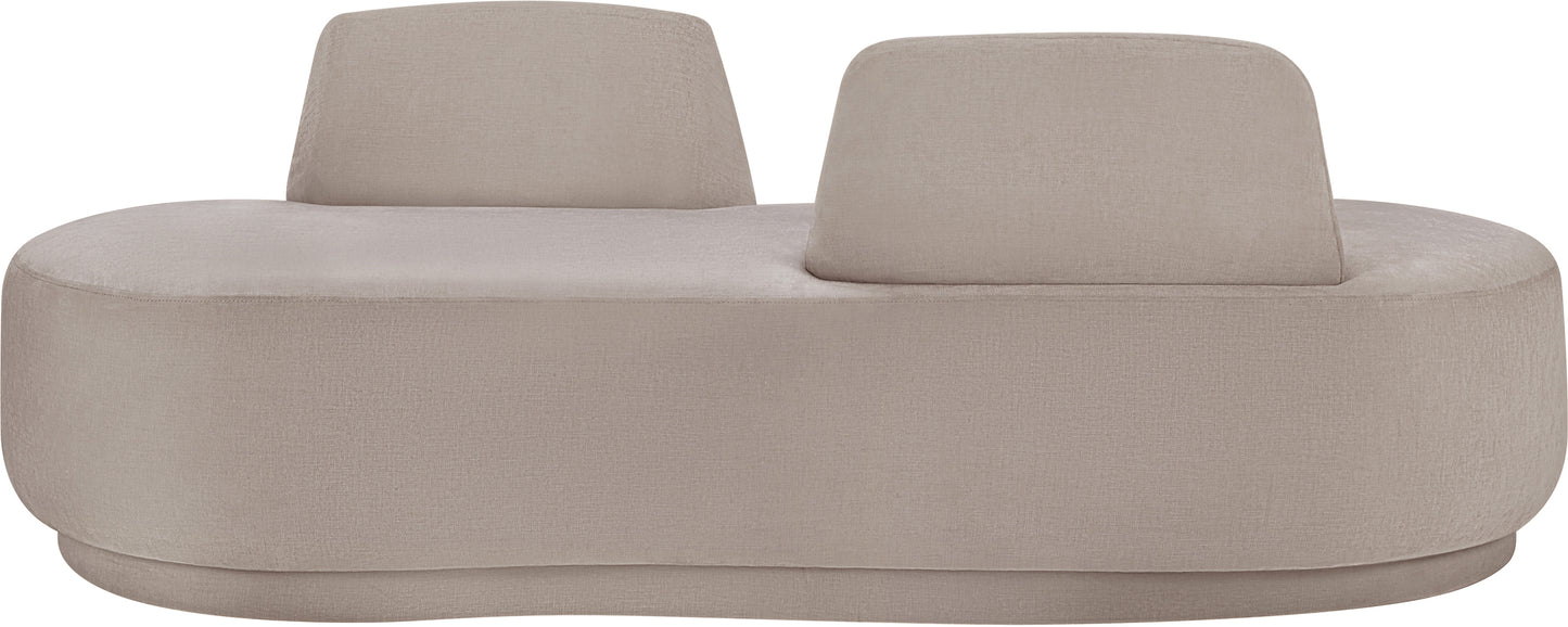 Argyle Beige Chenille Fabric Chaise/Loveseat