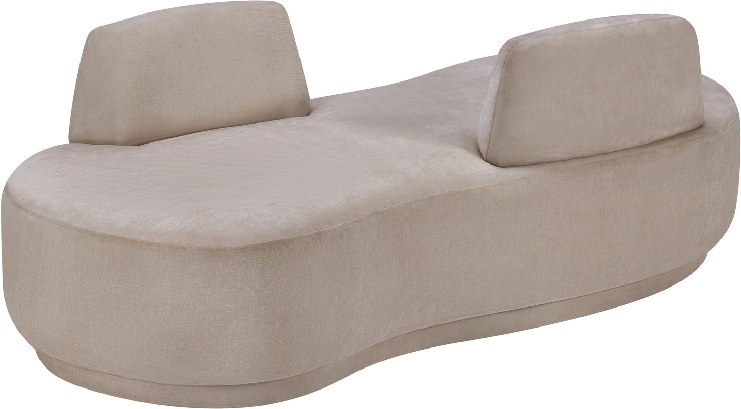 Argyle Beige Chenille Fabric Chaise/Loveseat