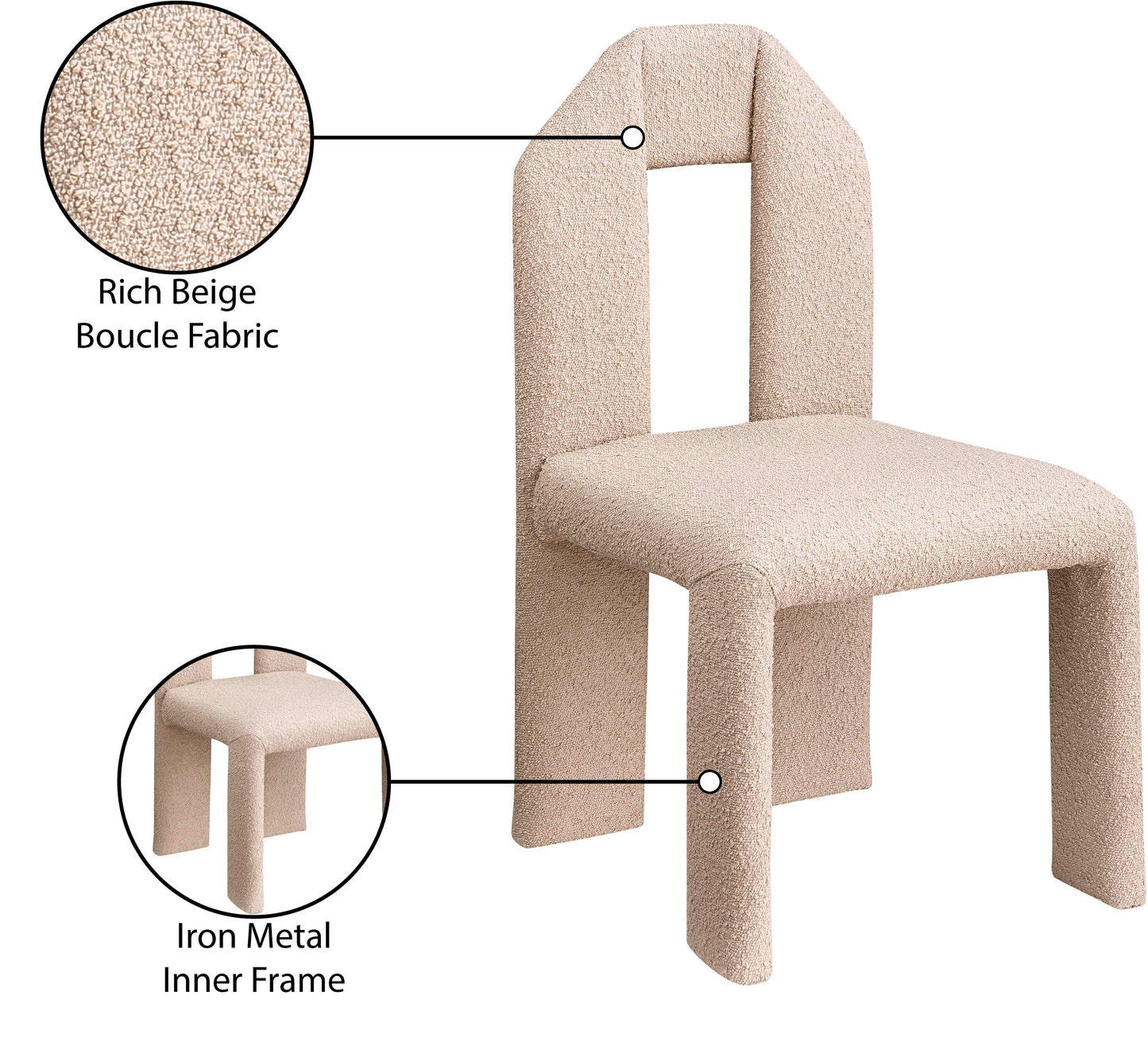 Bennett Beige Boucle Fabric Dining Chair