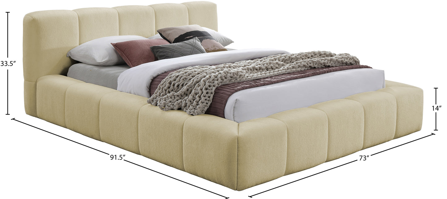 Carlin Beige Chenille Fabric Bed