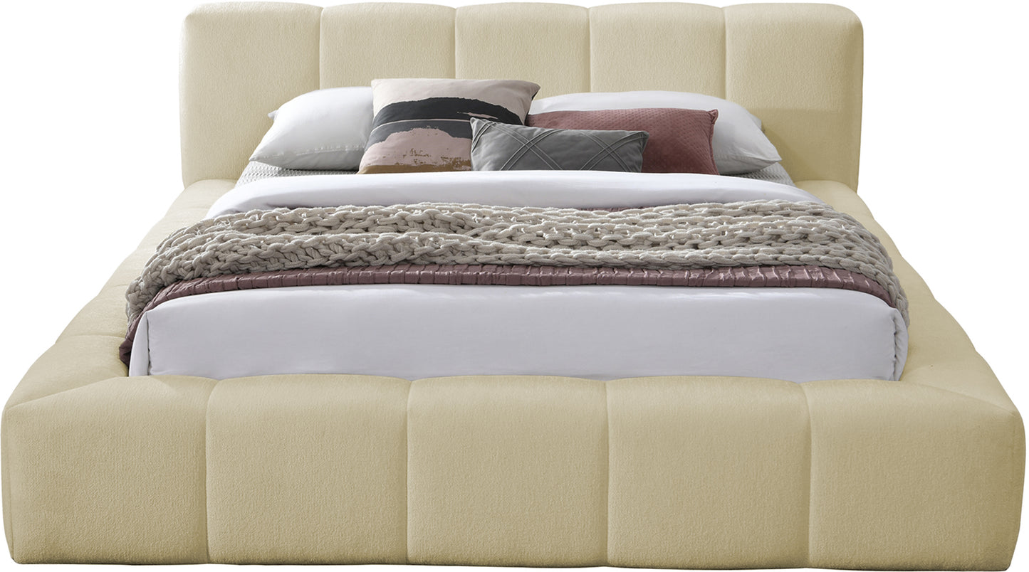 Carlin Beige Chenille Fabric Bed