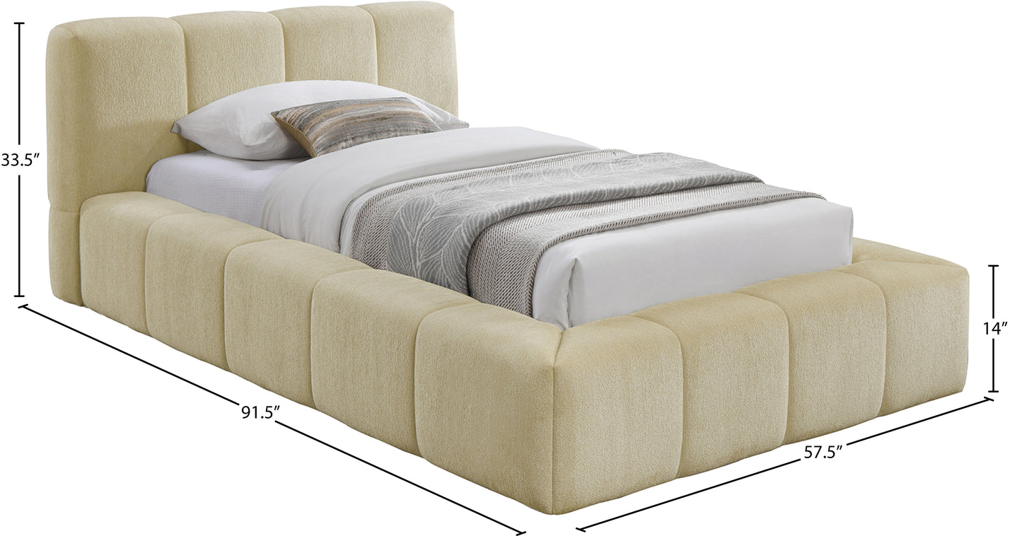 Carlin Beige Chenille Fabric Bed