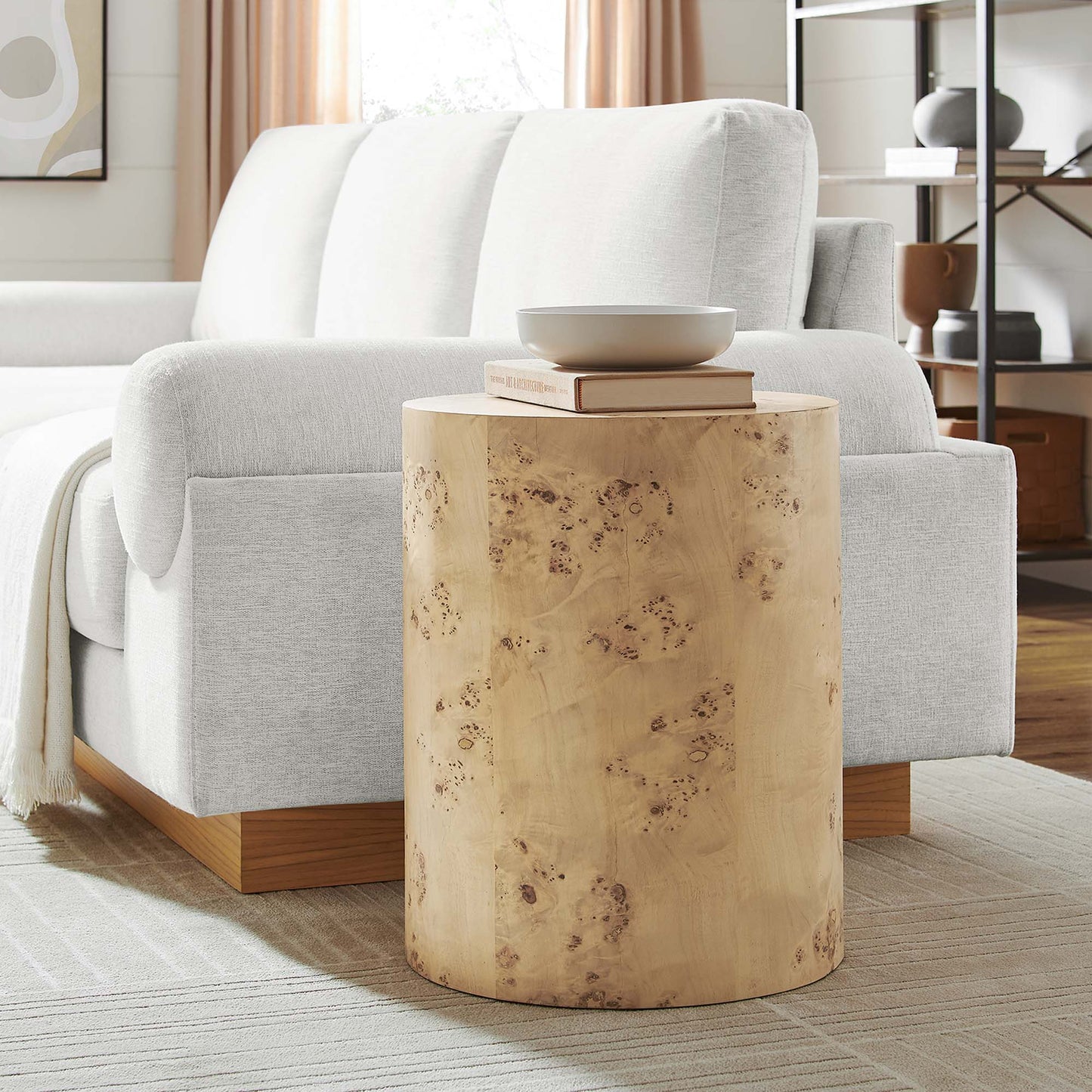 Cosmos 16" Square Burl Wood Side Table by Modway