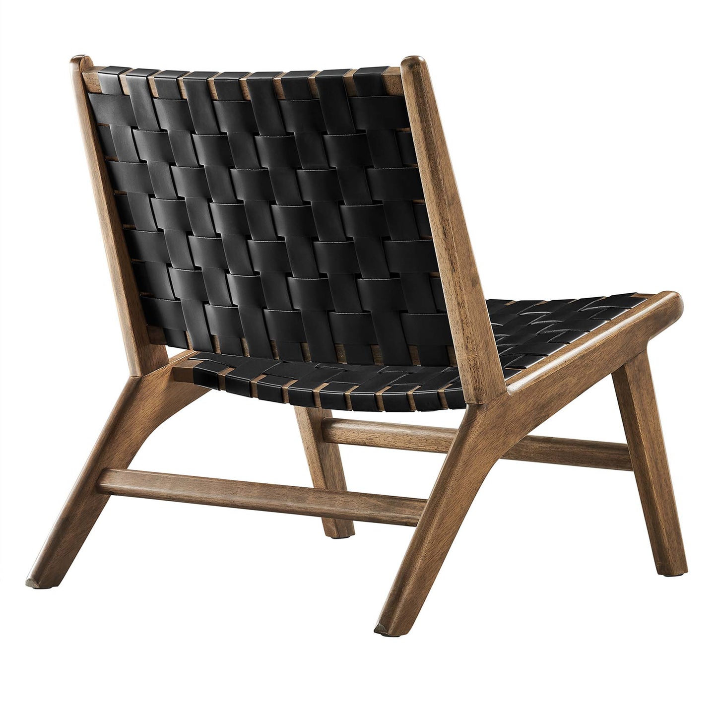 Saoirse Leather Wood Accent Lounge Chair by Modway