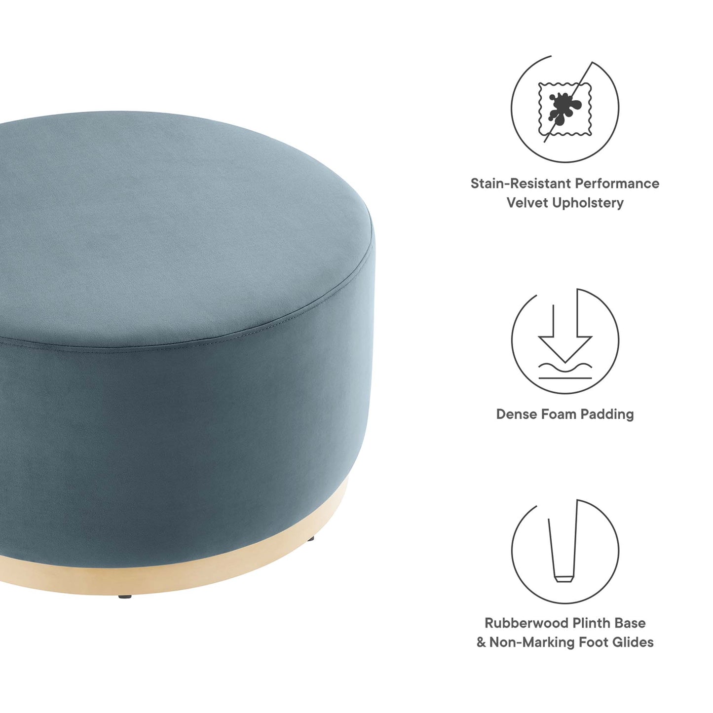 Tilden 16" Round Performance Velvet Upholstered Ottoman by Modway