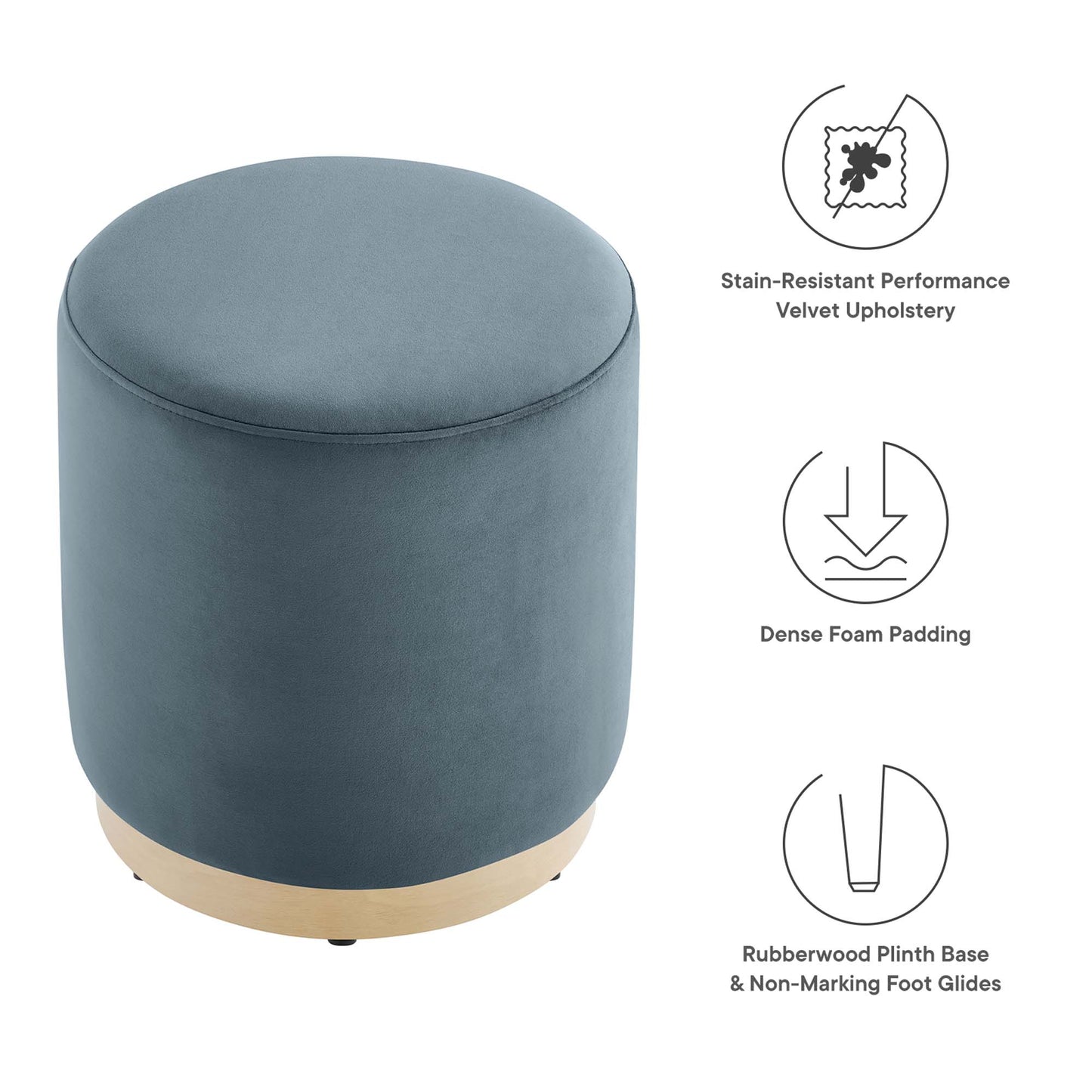 Tilden 16" Round Performance Velvet Upholstered Ottoman by Modway