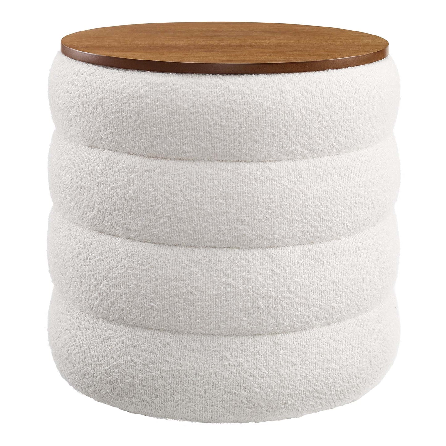 Mezzo Round Boucle Fabric Storage Ottoman by Modway