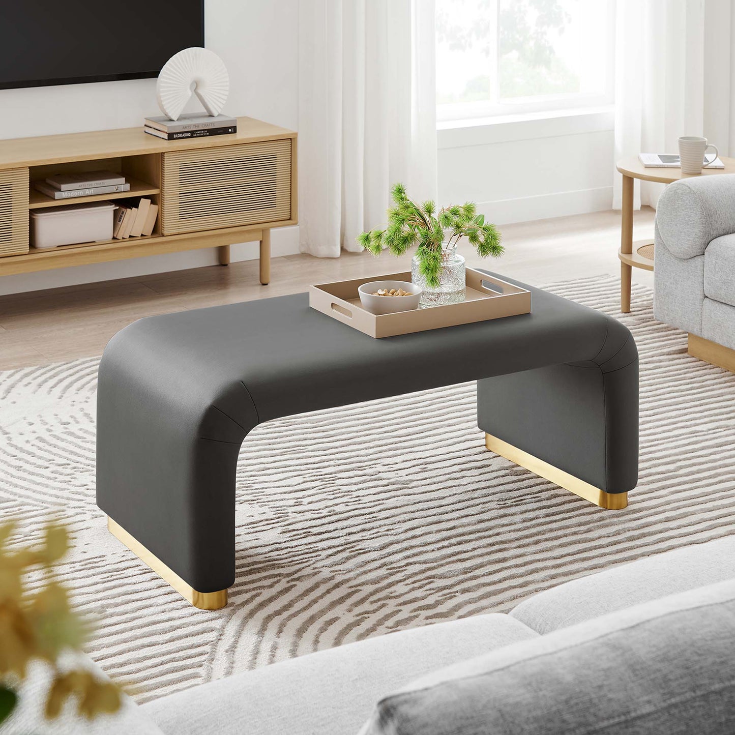 Koda Performance Velvet Waterfall Ottoman by Modway