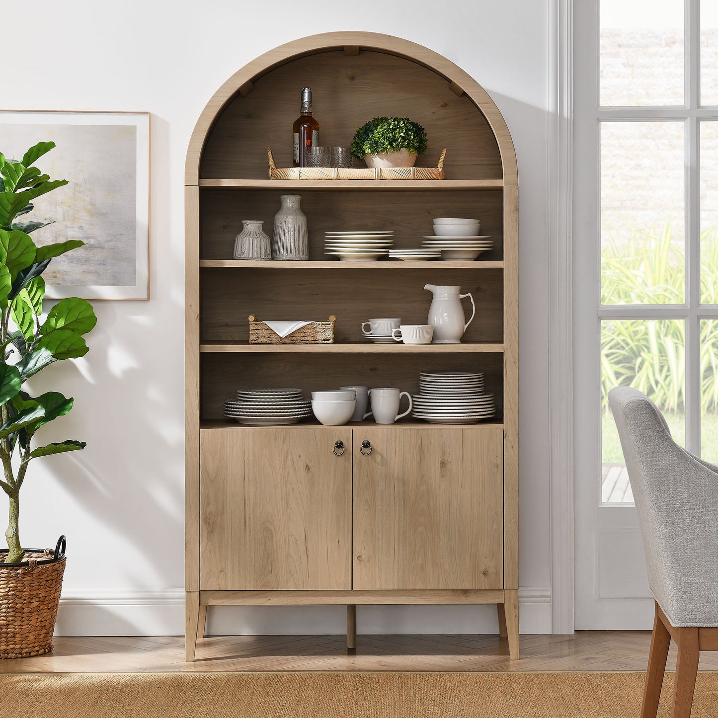 Nolan 74" Tall Wide Arched Storage Display Cabinet Bookshelf by Modway