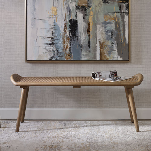Arne Woven Rattan Bench