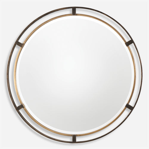 Cyra Wood Beaded Round Mirror
