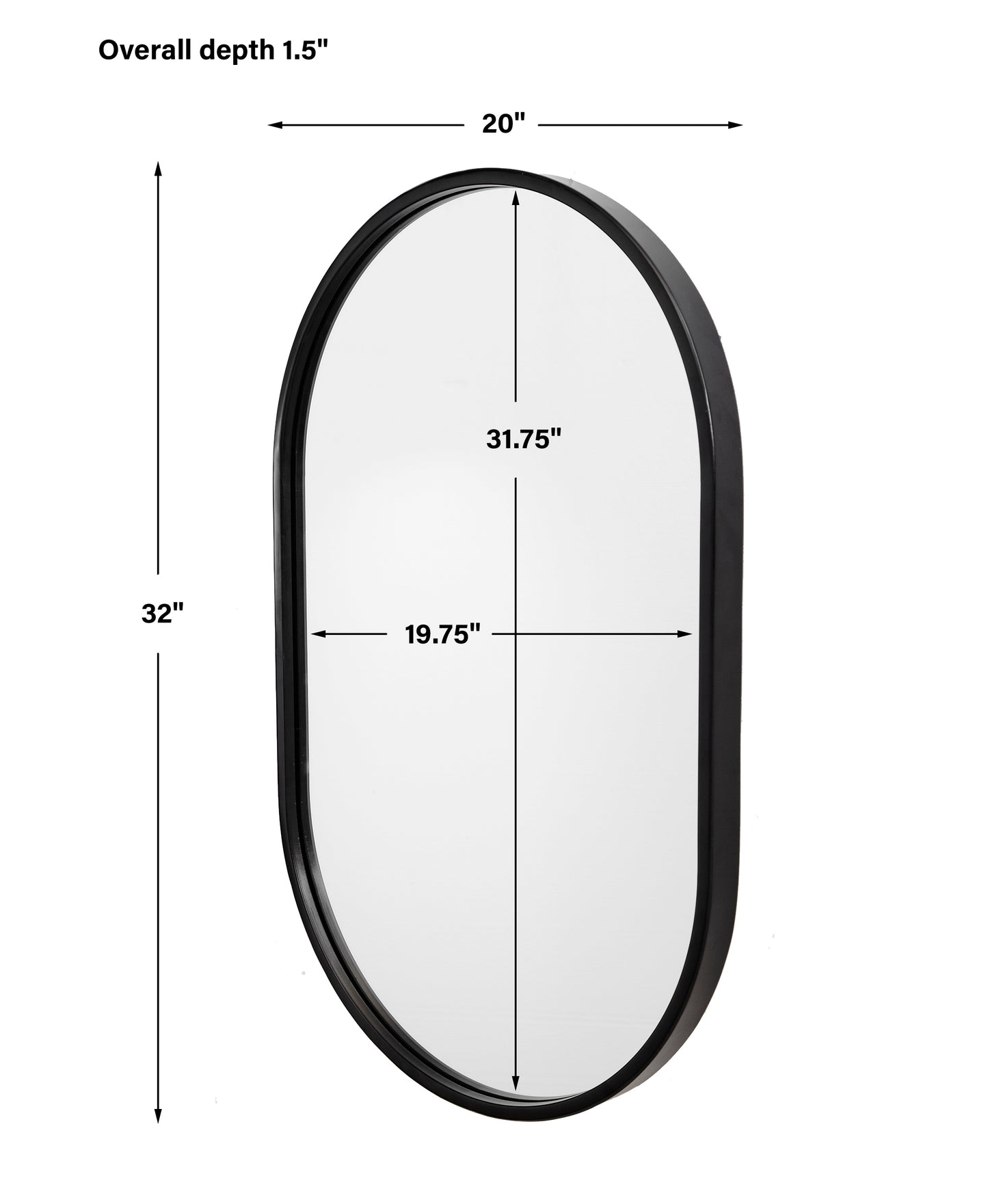 Varina Minimalist Black Oval Mirror