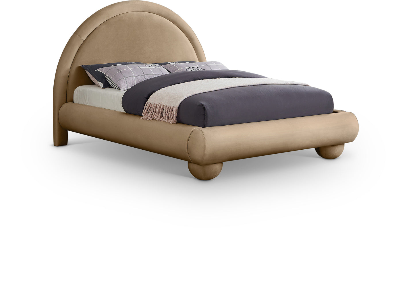 Madrid Beige Velvet King Bed