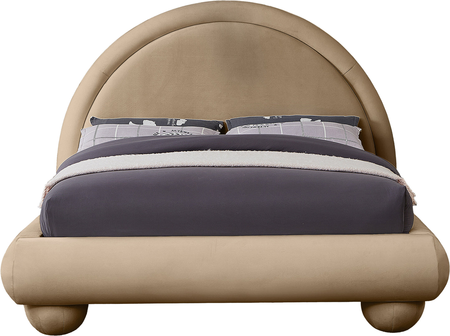 Madrid Beige Velvet King Bed