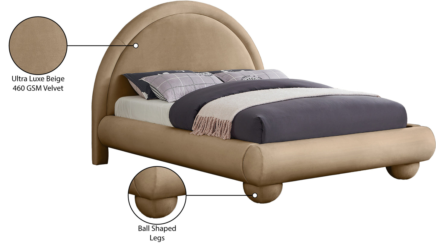 Madrid Beige Velvet King Bed