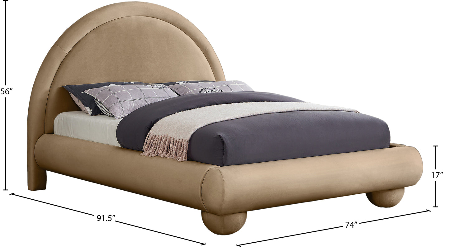 Madrid Beige Velvet King Bed