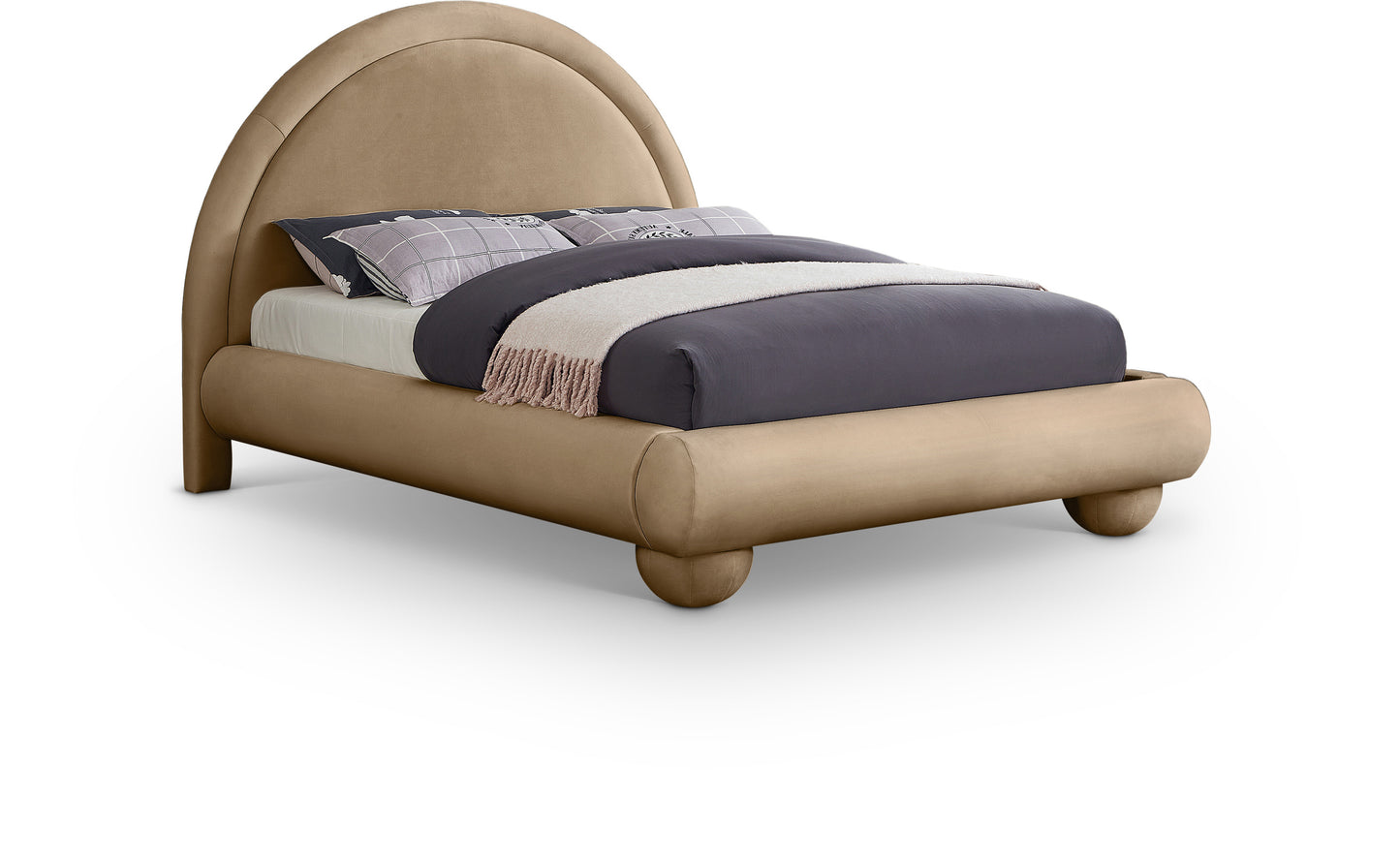 Madrid Beige Velvet King Bed