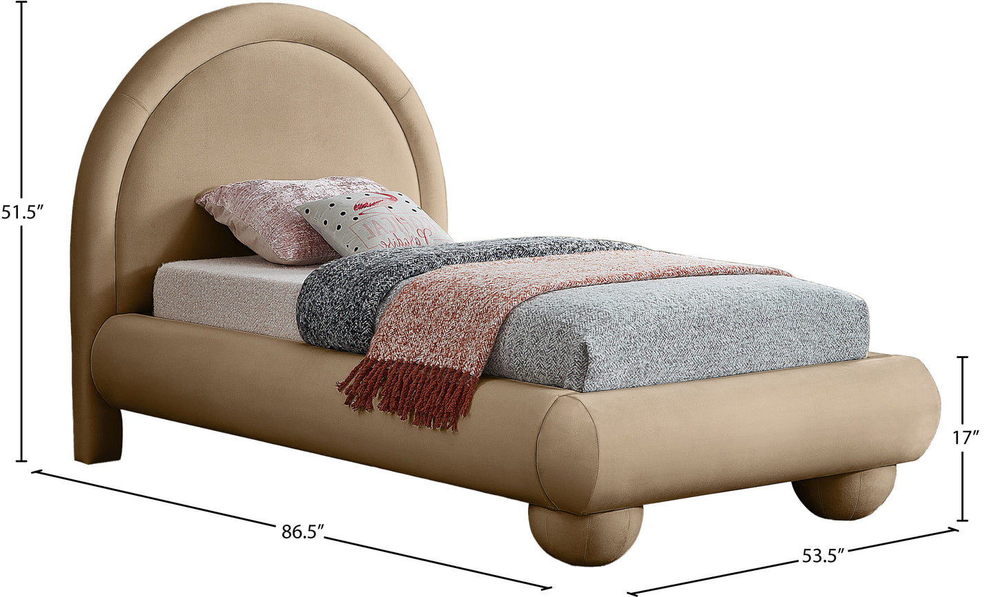 Madrid Beige Velvet King Bed