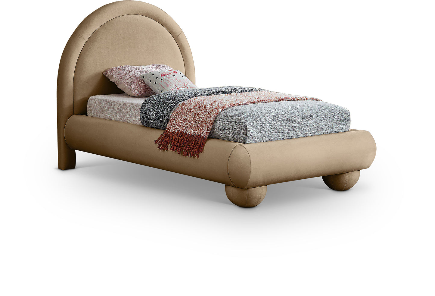 Madrid Beige Velvet King Bed