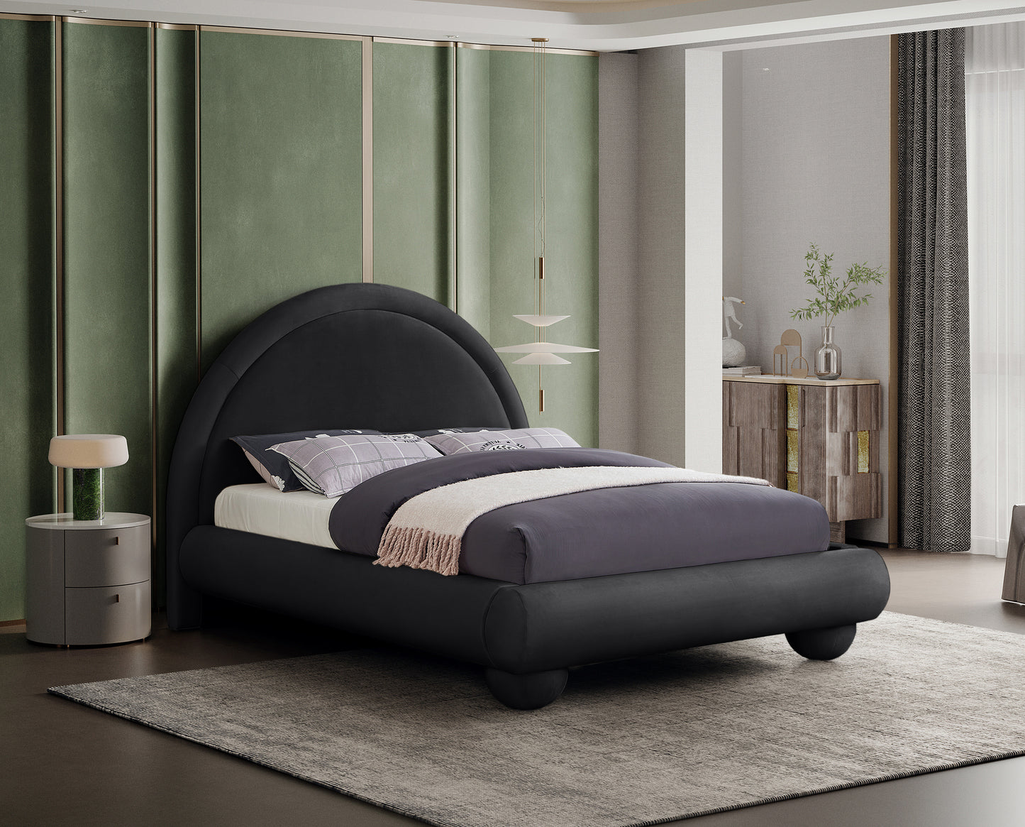 Madrid Beige Velvet King Bed