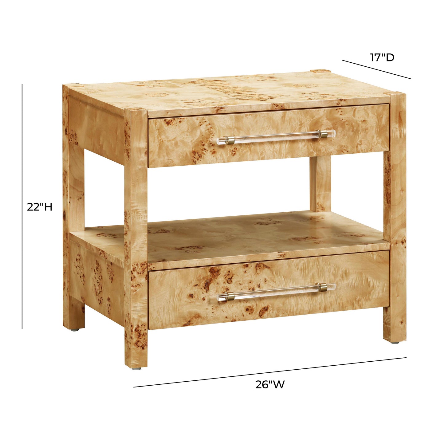 Brandyss Natural Burl Nightstand