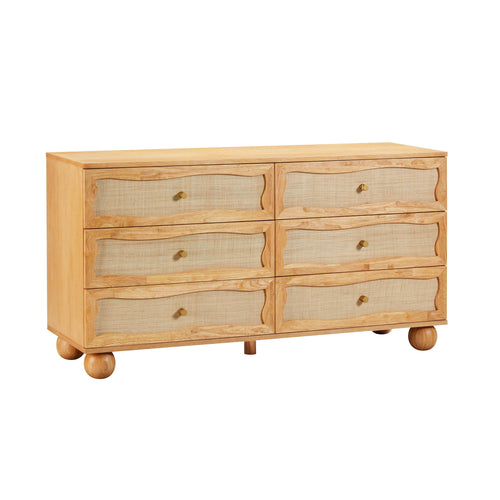 Grappa Natural Wood & Rattan Wavy Dresser