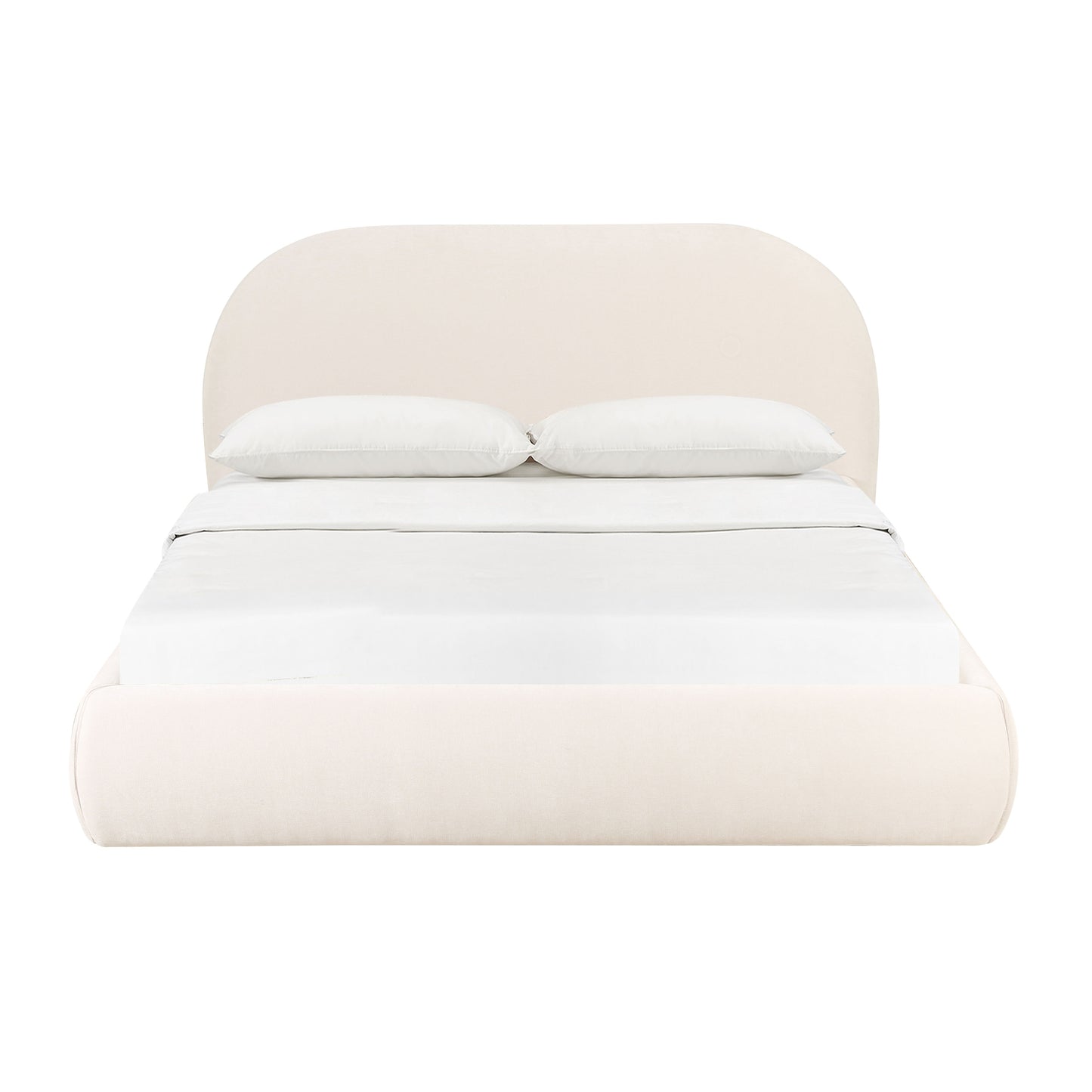 Bara Cream Textured Velvet King Bed