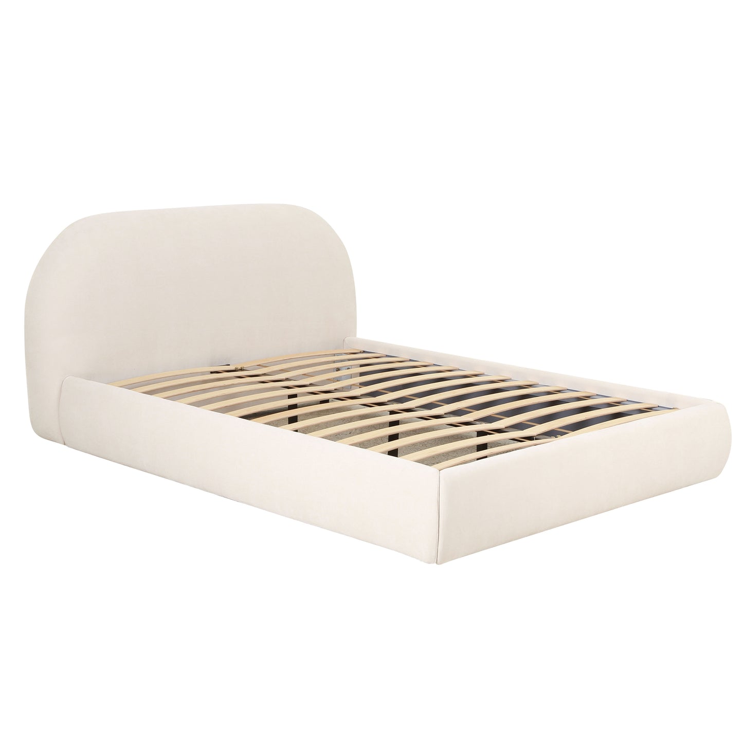 Bara Cream Textured Velvet King Bed