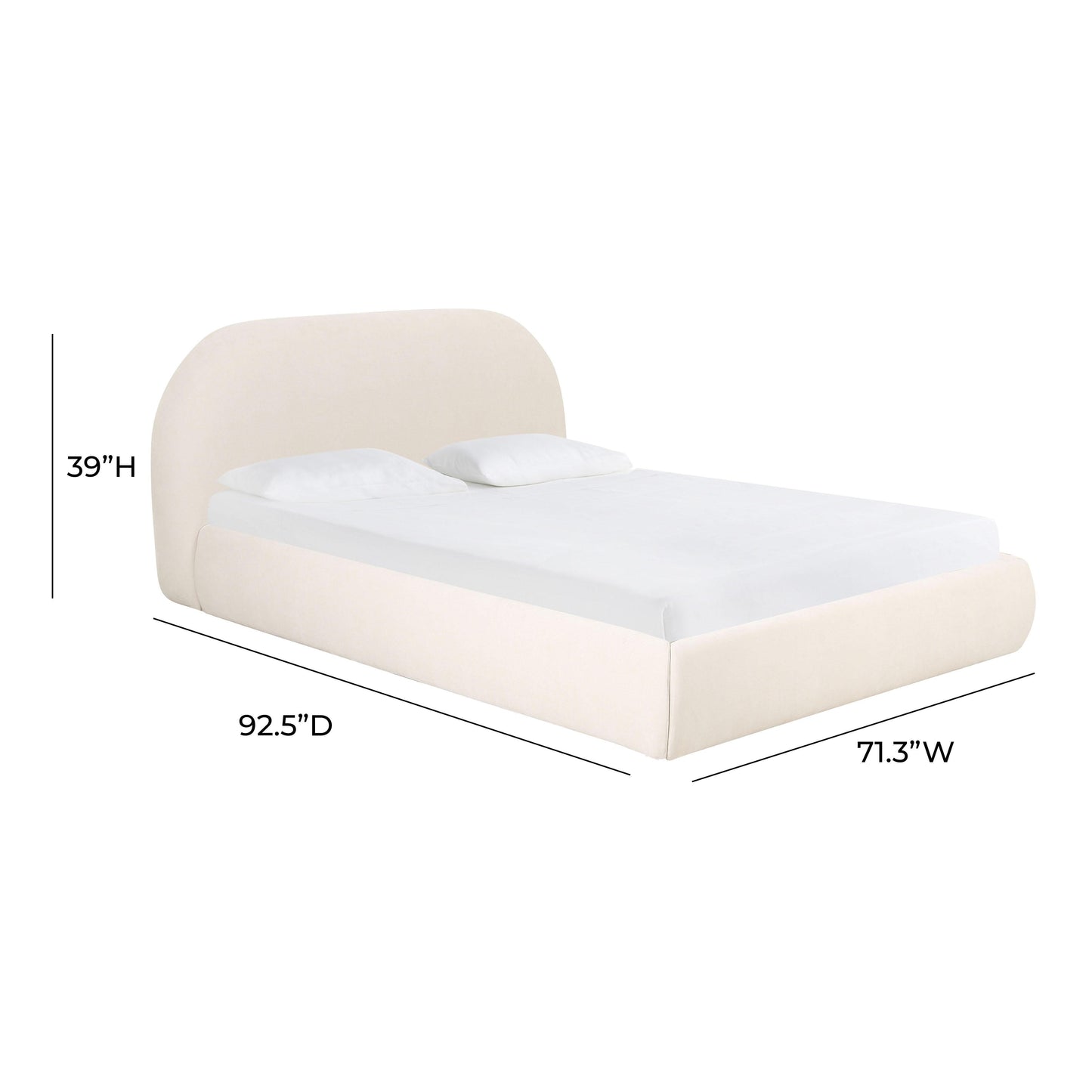 Bara Cream Textured Velvet King Bed