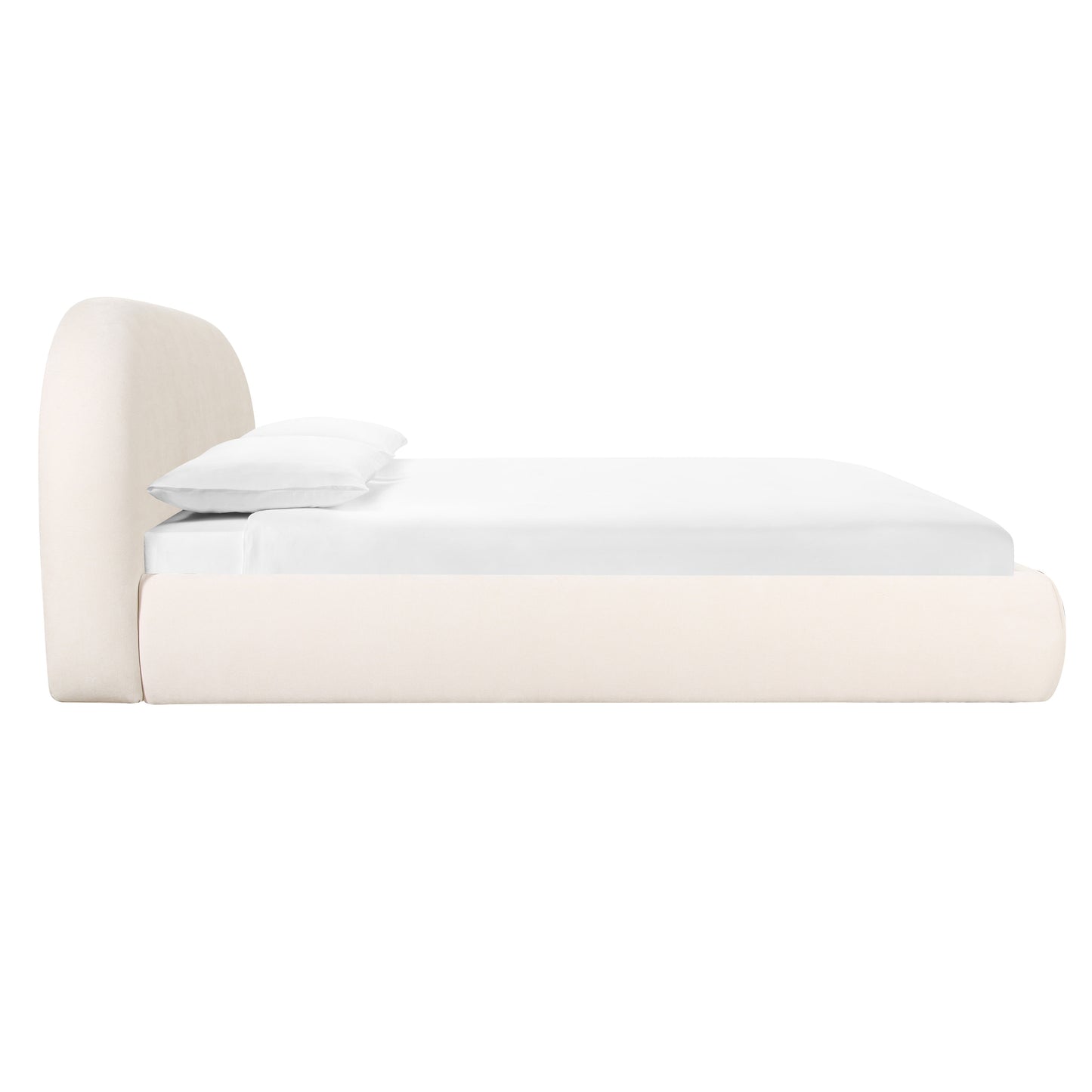 Bara Cream Textured Velvet King Bed