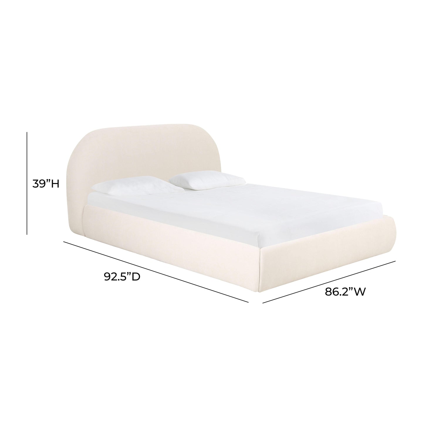 Bara Cream Textured Velvet King Bed