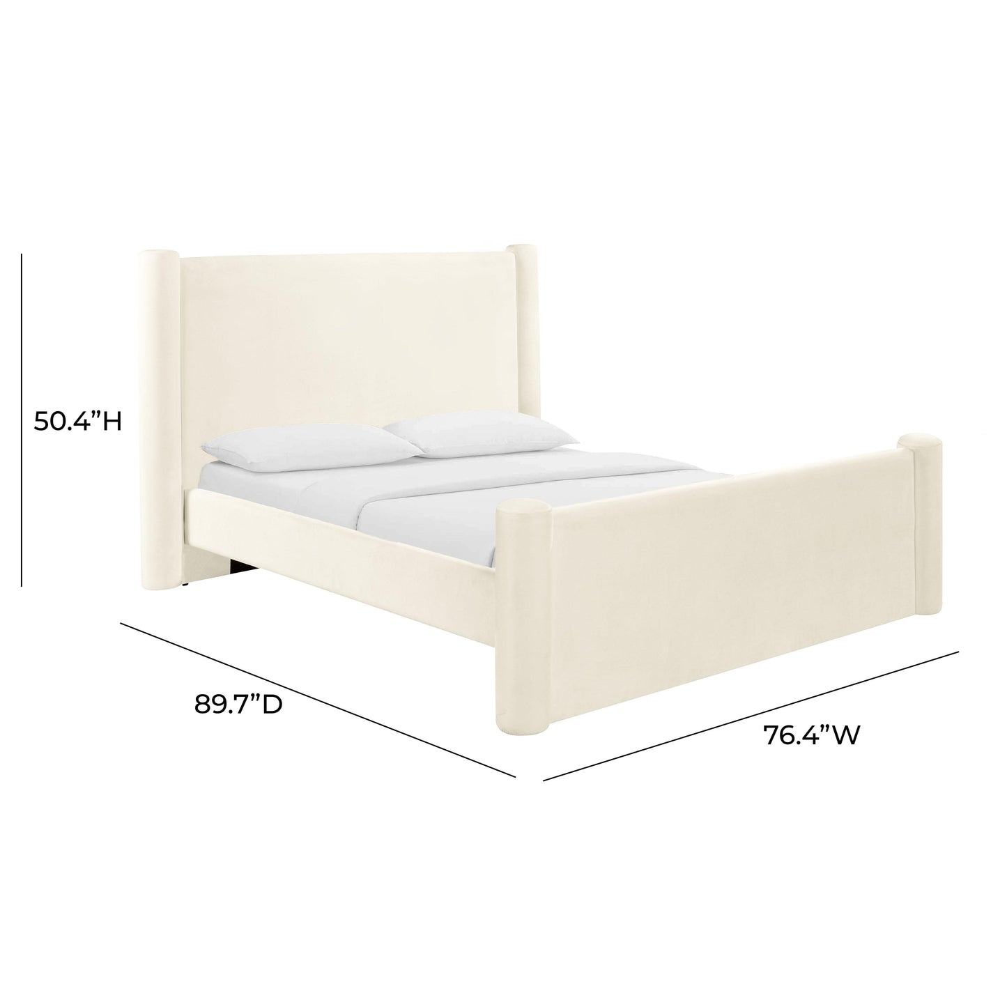 Athara Cream Velvet Queen Bed